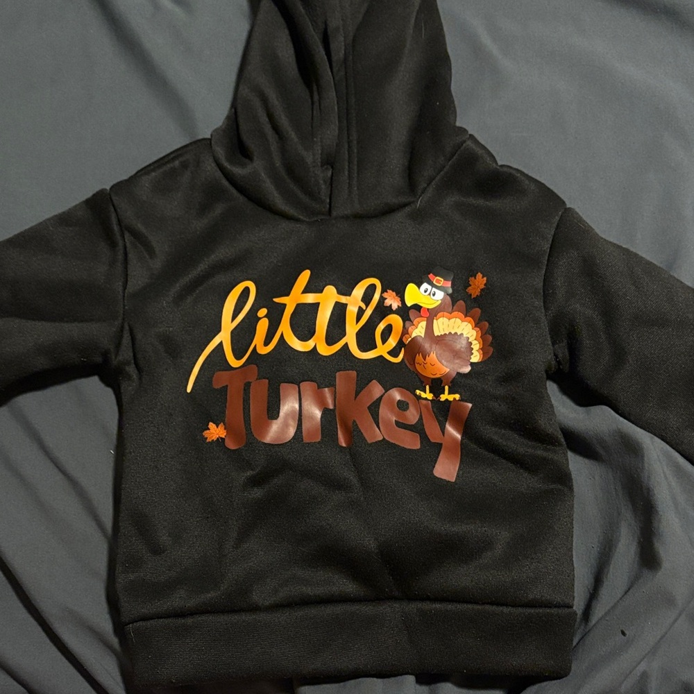 SHEIN Black Little Turkey Kids Hoodie
